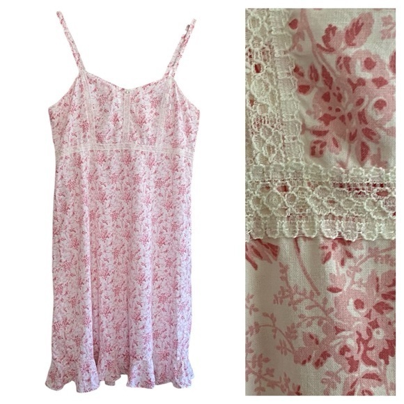 Laura Ashley Dresses & Skirts - Vintage Laura Ashley Pink Floral Shabby Chic Cottage Core Mini 90’s Dress